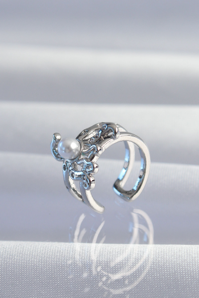Pirinç Gümüş Renk İncili Ahtapot Earcuff Küpe 5886