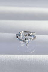 Pirinç Gümüş Renk Zirkon Taşlı Damla Earcuff Küpe 5886