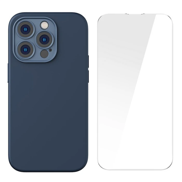 Baseus Liquid Silica Gel iPhone 14 Pro 6.1 Magsafe Silikon Kılıf + Tempered Ekran Koruyucu Set-(5775)