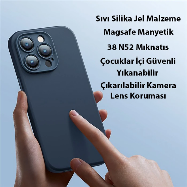 Baseus Liquid Silica Gel iPhone 14 Pro 6.1 Magsafe Silikon Kılıf + Tempered Ekran Koruyucu Set-(5775)