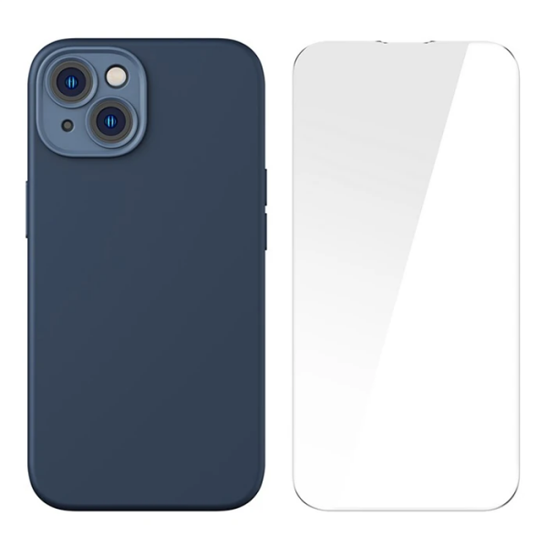 Baseus Liquid Silica Gel iPhone 14 6.1 Magsafe Silikon Kılıf + Tempered Ekran Koruyucu Set-(5775)