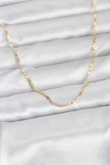CM 14K Gold Renk Yassı Zincir Model 60 cm Kadın Kolye 5886