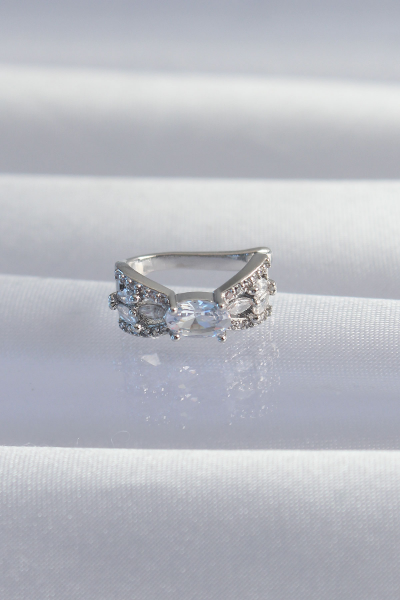 Pirinç Gümüş Renk Zirkon Taş Kaplama Earcuff Küpe 5886
