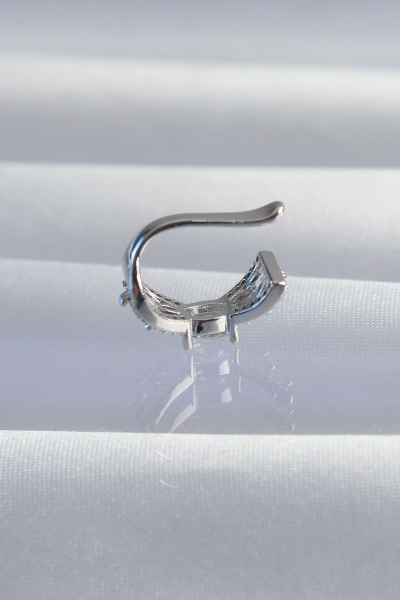 Pirinç Gümüş Renk Zirkon Taş Kaplama Earcuff Küpe 5886
