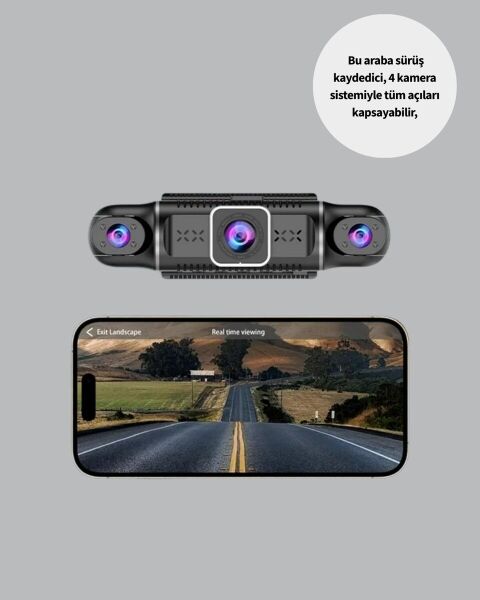 GPS’li 4 Kameralı Araç İç Dış Kayıt Sistemi 1080P WiFi Destekli