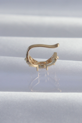 Pirinç Gold Renk Zirkon Taş Kaplama Earcuff Küpe 5886