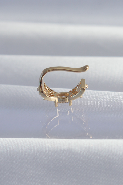 Pirinç Gold Renk Zirkon Taş Kaplama Earcuff Küpe 5886