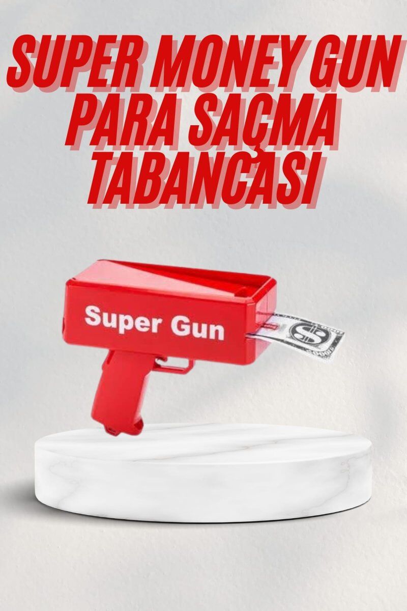 Kırmızı Parti Oyuncağı Para Saçma Fırlatma Tabancası Makinesi Super Money