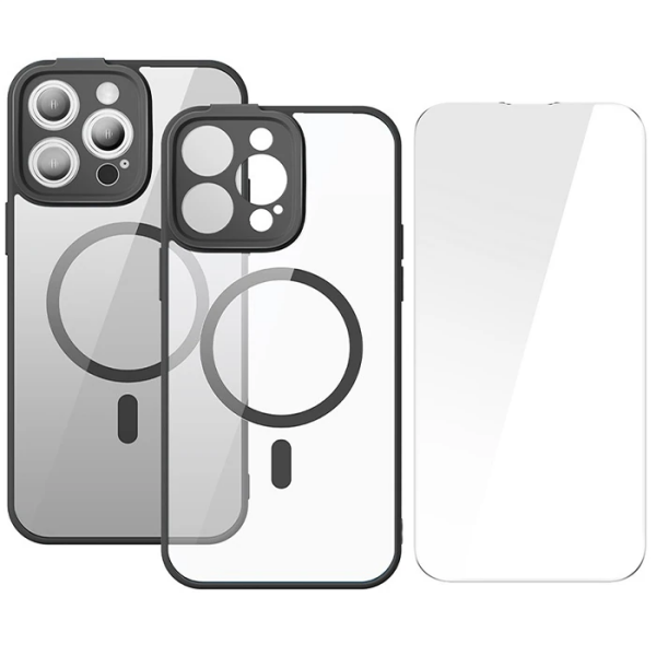 Baseus Frame Series iPhone 14 Pro 6.1 Kamera Koruyuculu Magsafe Kılıf + Tempered Ekran Koruyucu Set-(5775)