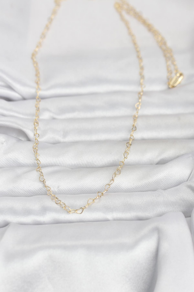 CM 14K Gold Renk Kalp Zincirli 60 cm Kadın Kolye 5886