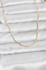 CM 14K Gold Renk İnce Kare Zincirli Model 60 cm Kadın Kolye 5886