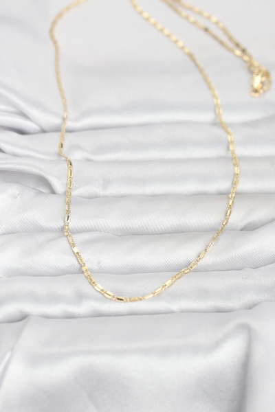 CM 14K Gold Renk Lazerli Zincir Model 60 cm Kadın Kolye 5886