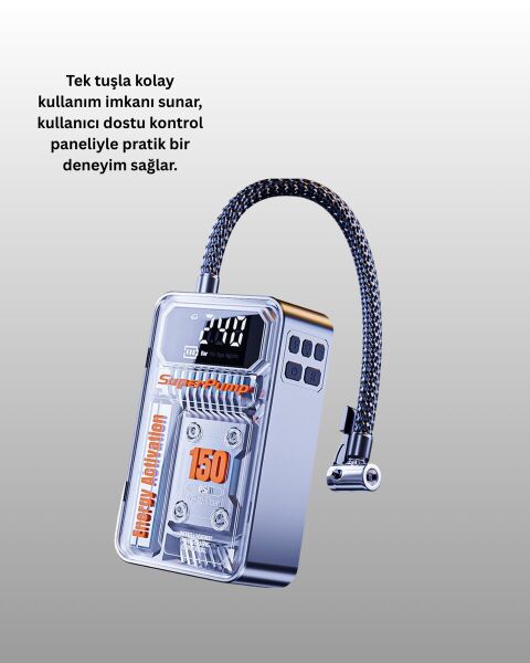 Mini Boy Elektrikli Şarjlı Yüksek Basınçlı Lastik Şişirme Pompası