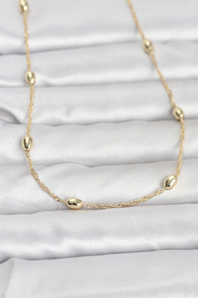 CM 14K Gold Renk Topçuklu Burgu Zincir Model 60 cm Kadın Kolye 5886