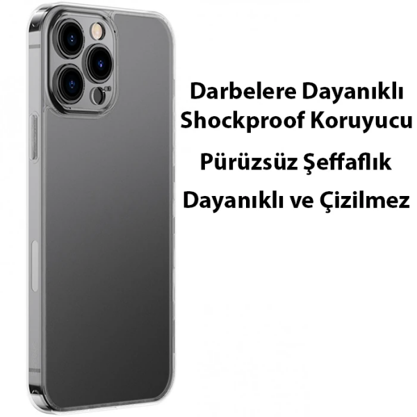 Baseus Frosted Glass iPhone 13 Pro 6.1inch Shockproof Koruyucu Kılıf-(5775)