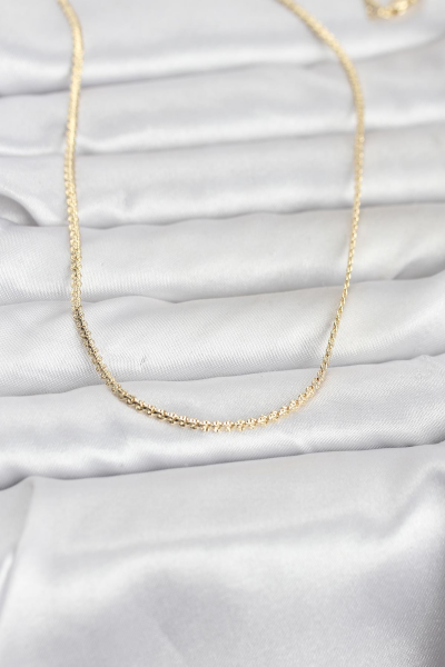 CM 14K Gold Renk Yassı Zincir Model 60 cm Kadın Kolye 5886