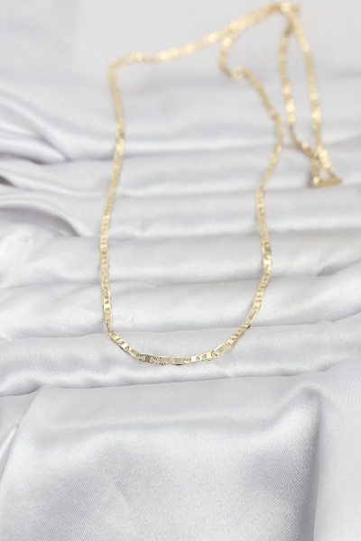 CM 14K Gold Renk Lazerli Yassı Model Zincirli 60 cm Kadın Kolye 5886