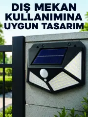 Bahçe Balkon Garaj ve Girişler İçin Güneş Enerjili Hareket Sensörlü LED Duvar Lambası