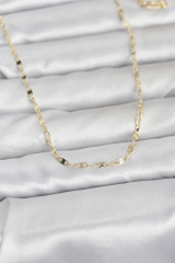 CM 14K Gold Renk Yassı Gemici Zincir Model 60 cm Kadın Kolye 5886