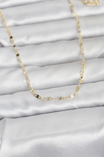 CM 14K Gold Renk Yassı Gemici Zincir Model 60 cm Kadın Kolye 5886