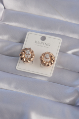 XUPİNG Rose Renk Oval Zirkon Taşlı Burgu Model Küpe 5886
