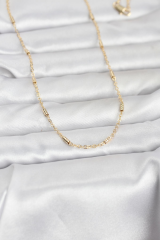 CM 14K Gold Renk Bar Zincir Model 60 cm Kadın Kolye 5886