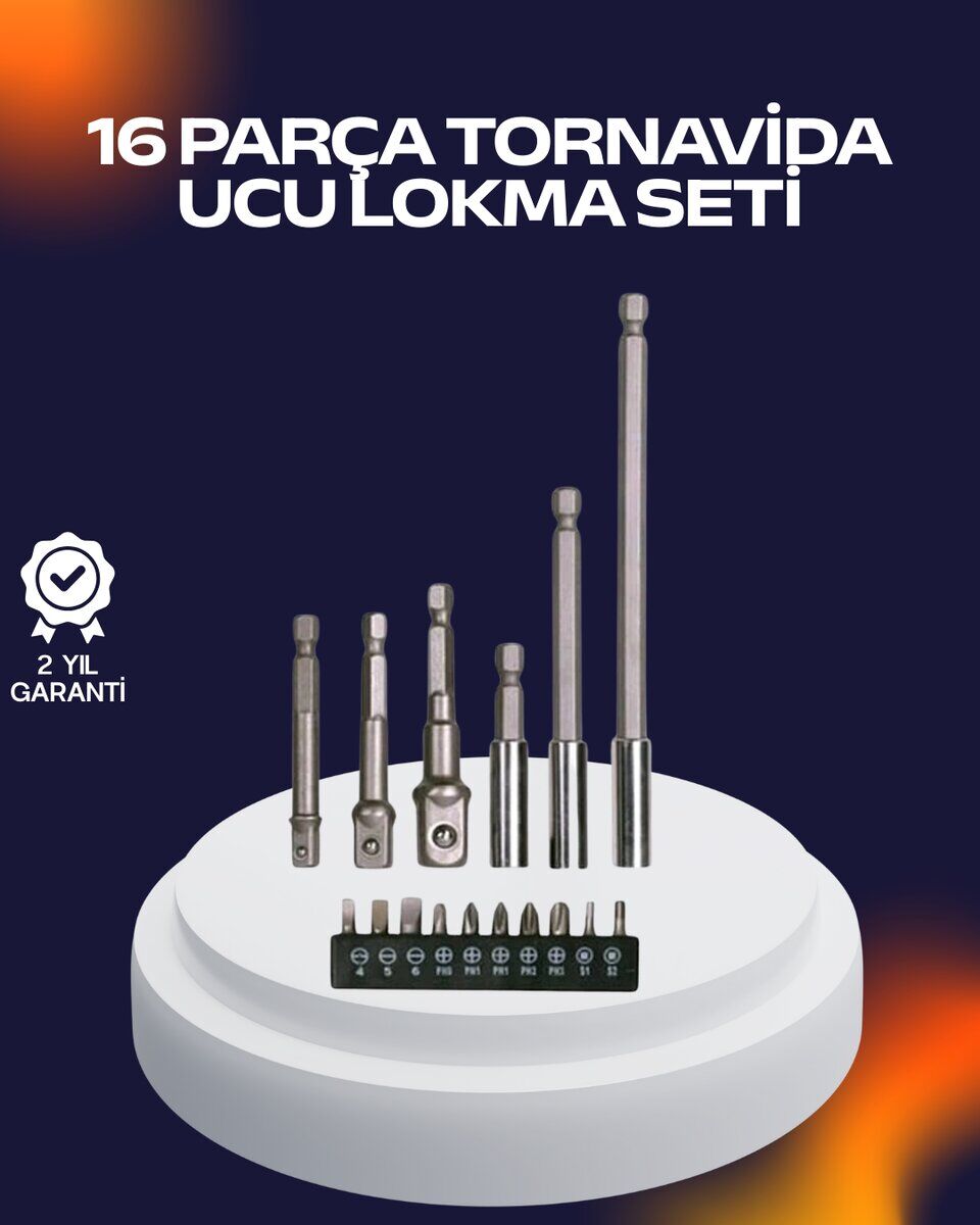 16 Parça Usta İşçilik Bits Takımı Vida Sökme Takma Set