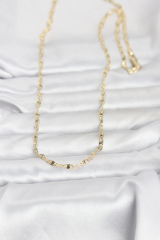 CM 14K Gold Renk Lazerli Gemici Zincir Model 60 cm Kadın Kolye 5886