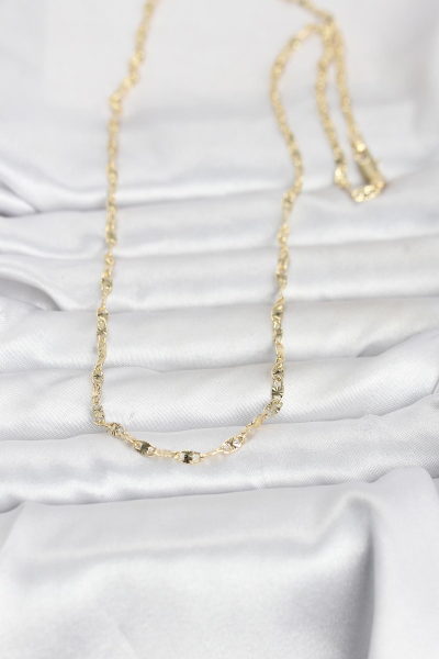 CM 14K Gold Renk Lazerli Gemici Zincir Model 60 cm Kadın Kolye 5886