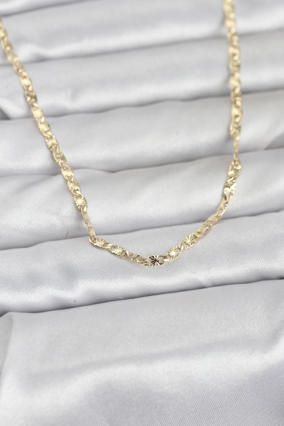 CM 14K Gold Renk Lazer Zincirli Model 60 cm Kadın Kolye 5886