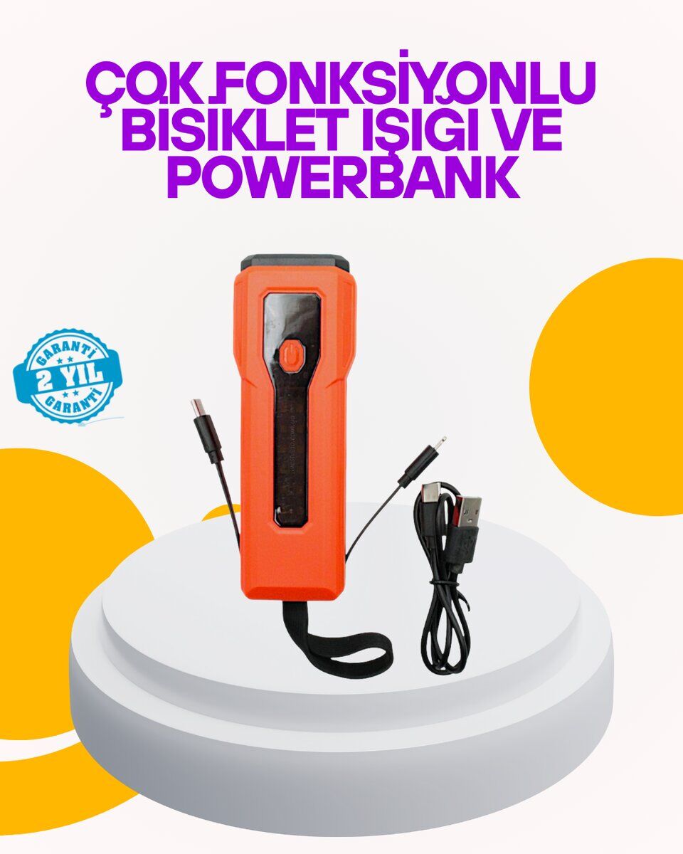 Su Geçirmez Bisiklet Işığı 5000 mAh Powerbankli Ön Far