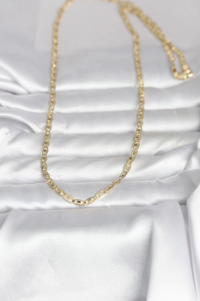CM 14K Gold Renk Lazer Kesim Zincirli Model 60 cm Kadın Kolye 5886