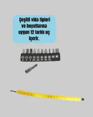 12 Parça Akrobat Bits Seti Çok Amaçlı Vidalama Dayanıklı Çelik Yeni Nesil