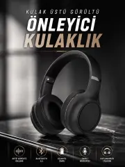 Kulak Üstü Kablosuz Bluetooth Kulaklık Gürültü Önleyici Ayarlanabilir