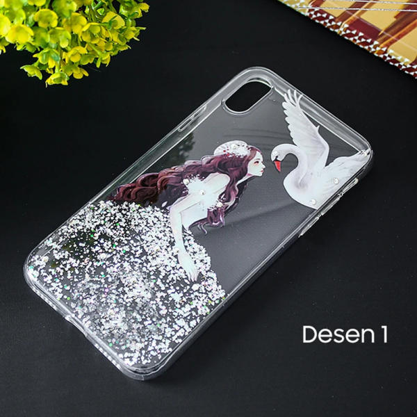 İphone X Xs 3d Diamond Elbise Şeffaf Silikon Kılıf-(5775)