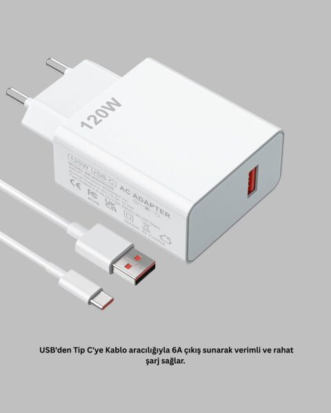 120 Watt Type C Hızlı Şarj Cihazı  Reno 4 5 6 Uyumlu