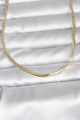 CM 14K Gold Renk Yassı Zincir Model 45 cm Kadın Kolye 5886