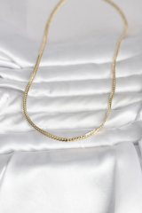 CM 14K Gold Renk Yassı Zincir Model 45 cm Kadın Kolye 5886