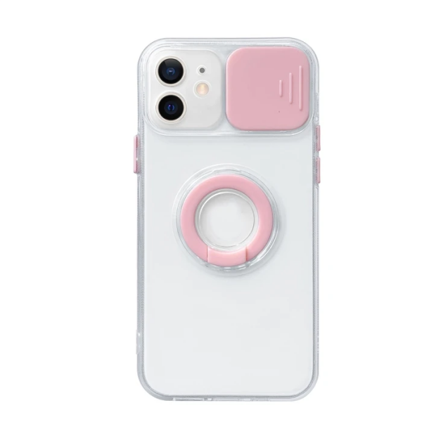 Ally iPhone 11 6.1inç Kılıf Sürgülü Kamera Lens Korumalı Yüzük Standlı Silikon Kılıf-(5775)