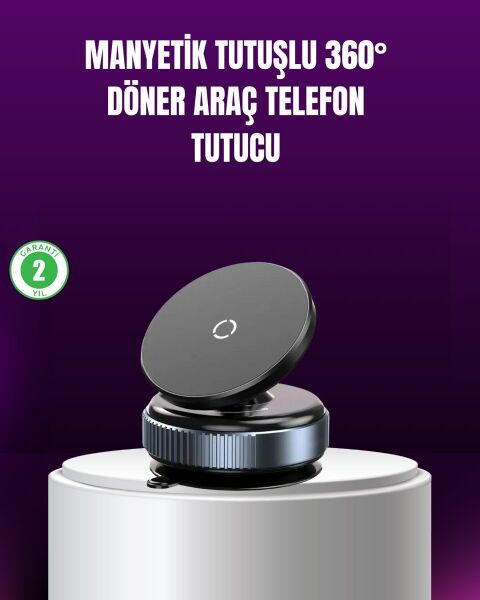 Araç İçi Manyetik Telefon Tutucu 360° Döner Vakumlu Stand