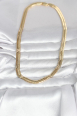 CM 14K Gold Renk Kalın Yassı Yılan Zincir Model 45 cm Kadın Kolye 5886