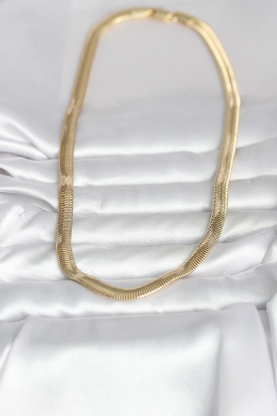 CM 14K Gold Renk Kalın Yassı Yılan Zincir Model 45 cm Kadın Kolye 5886