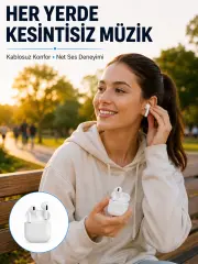 Bluetooth Kulaklık Beyaz Çağrı Cevaplama Dokunmatik Kontrol Kablosuz Yeni Nesil