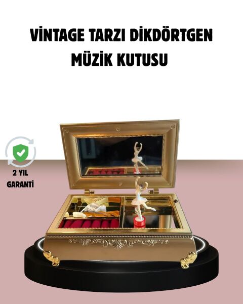 Balerinli Müzikli Takı Kutusu Piyano Tasarım Kız Çocuk Hediyelik