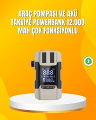 12.000 mAh Akü Takviye Powerbank Dahili Hava  Dijital Ekranlı