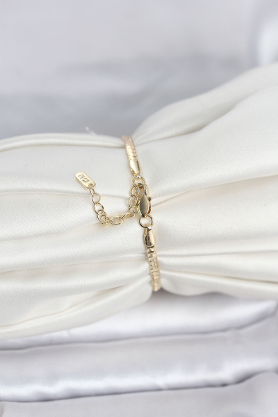 CM 14K Gold Renk Yassı Zincir Model Kadın Bileklik 5886