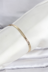 CM 14K Gold Renk Lazerli Yassı Zincir Model Kadın Bileklik 5886