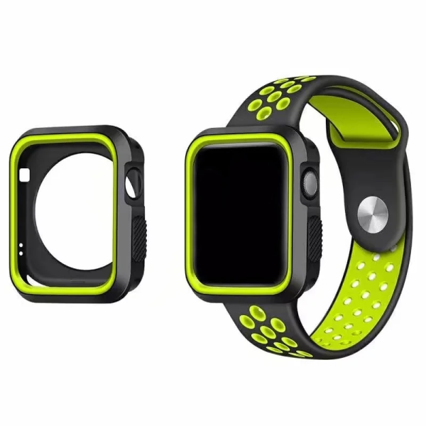 Ally Apple Watch 7-8 41mm 6-5-4 40mm Nike Style Çift Renk Silikon Kılıf 3-2-1 38mm-(5775)