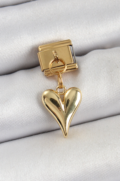 316L Çelik Sallantılı Kalp Model Gold Renk Nomination Charm 5886