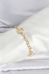 CM 14K Gold Renk Lazerli Halka Model Kadın Bileklik 5886